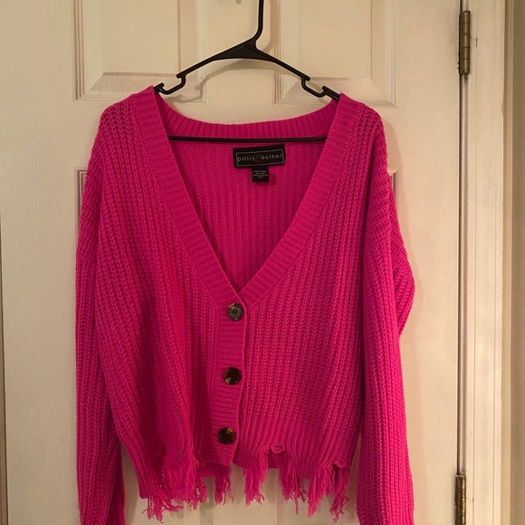 SOLD Distressed Button up Sweater - Picture 3 of 6